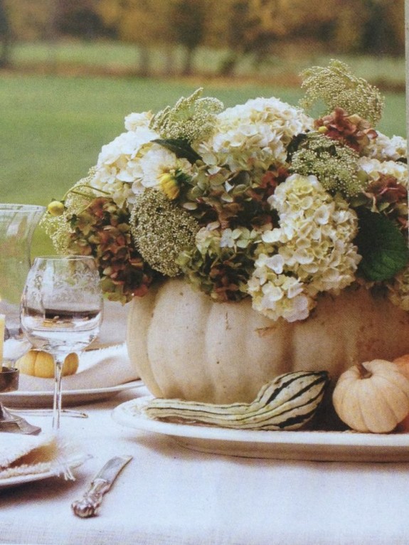 white pumpkin centerpiece