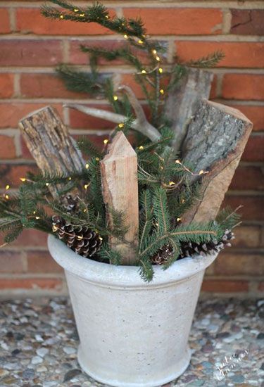 porch- wood and greenery