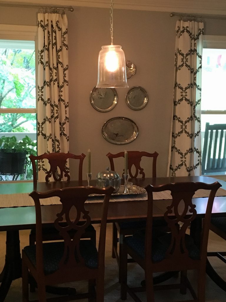 dining room silver platter wall