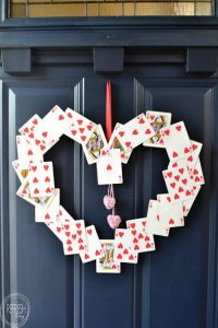 Valentine's Day playing card wreath